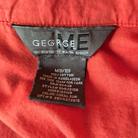 George by Mark Eisen Orange Short Sleeved Cotton Blouse Size Medium - Picture 5 of 5